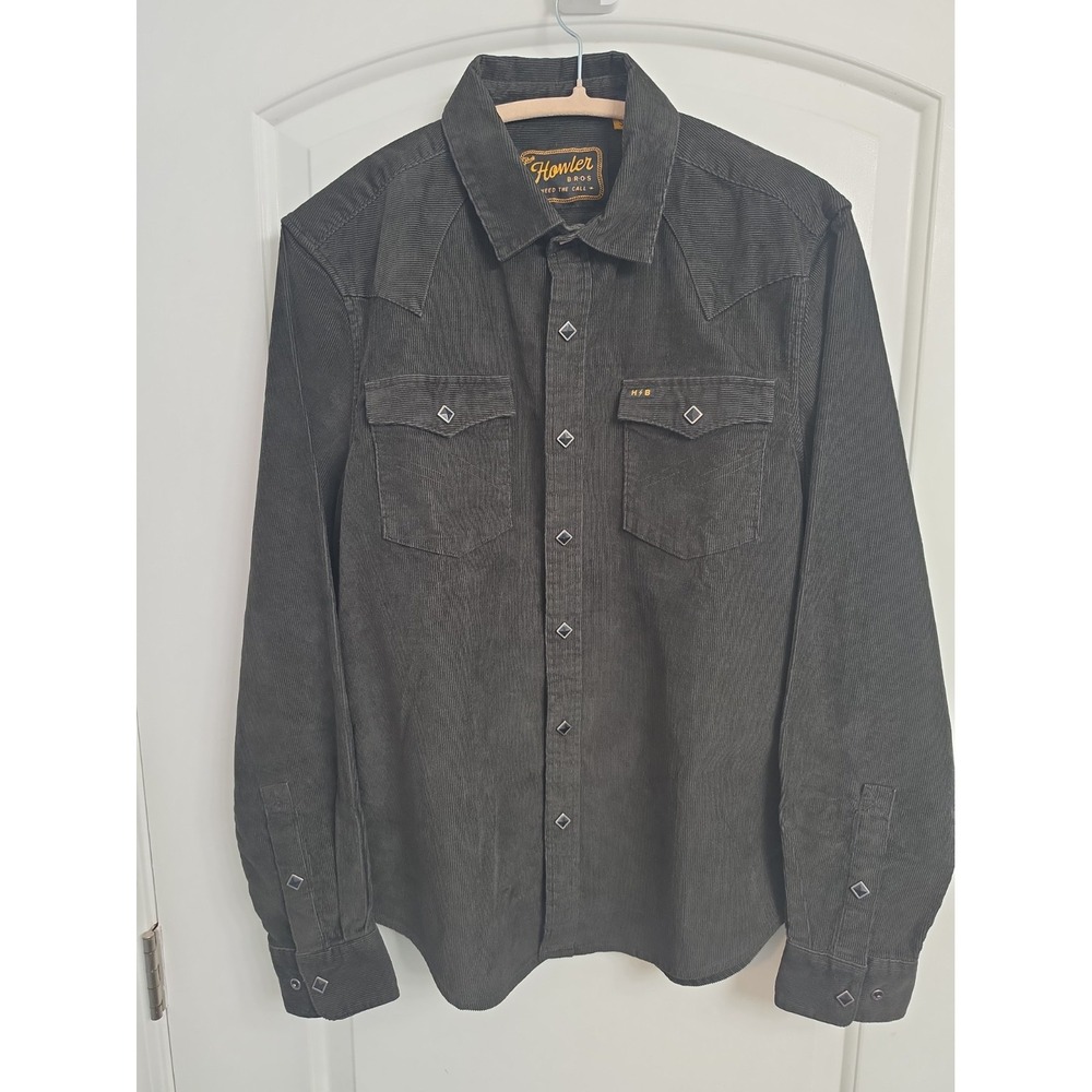 NWT Howler Brothers Banning Corduroy Snapshirt Antique Black Mens Small $129MSRP